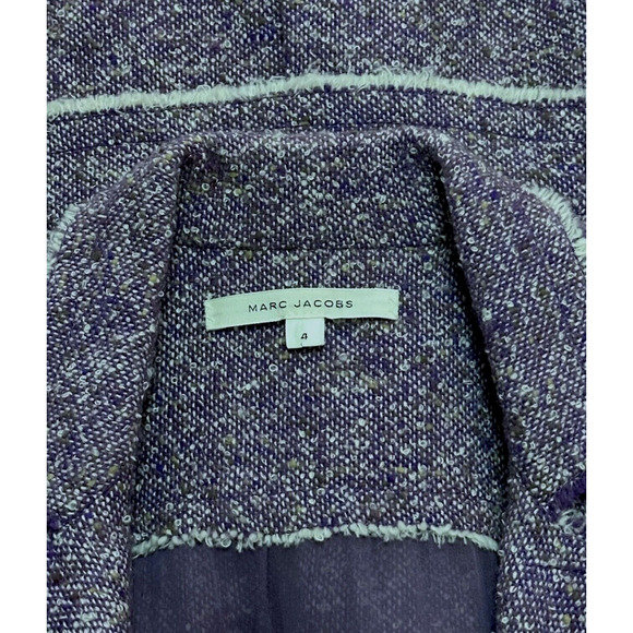 Vintage MARC JACOBS 100%Wool Purple Tweed Blazer Jacket Frayed Hem Classic RARE - Picture 12 of 13